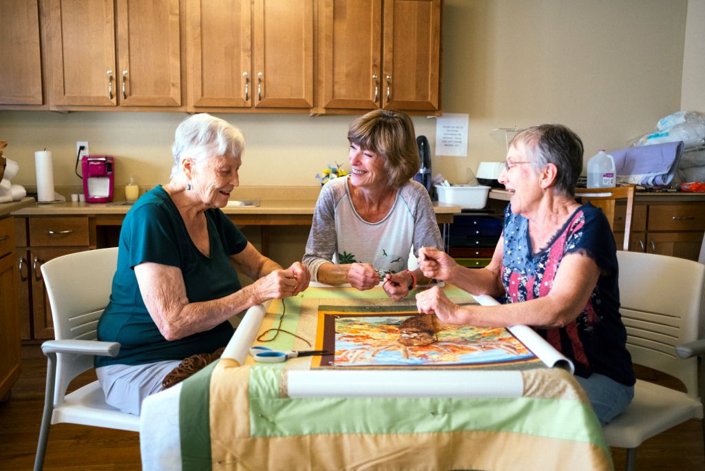 Residents quilting